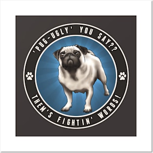 Pug Ugly - Blue Posters and Art